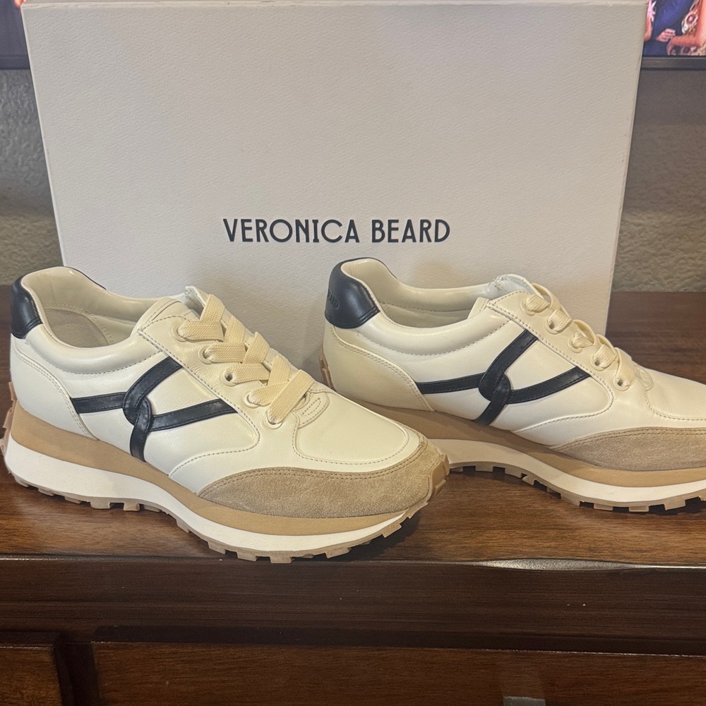 Veronica Beard women’s Cream and Black Sneakers